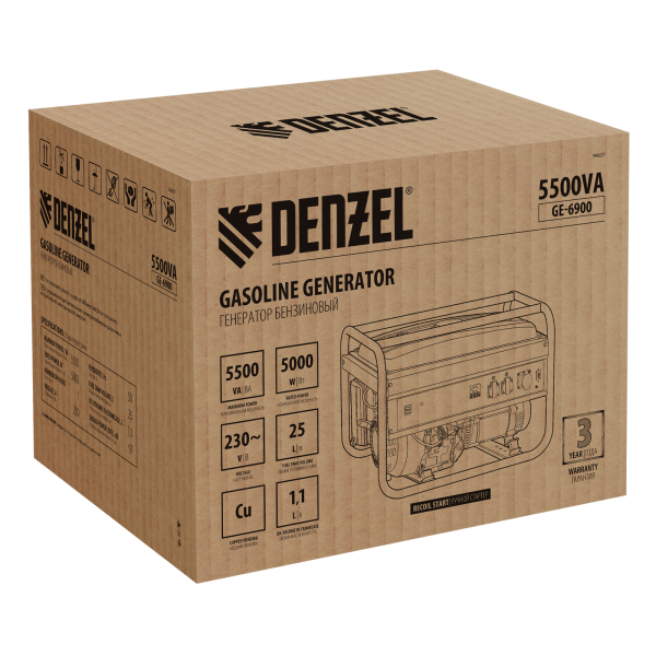 Бензиновый генератор DENZEL GE 6900 фото